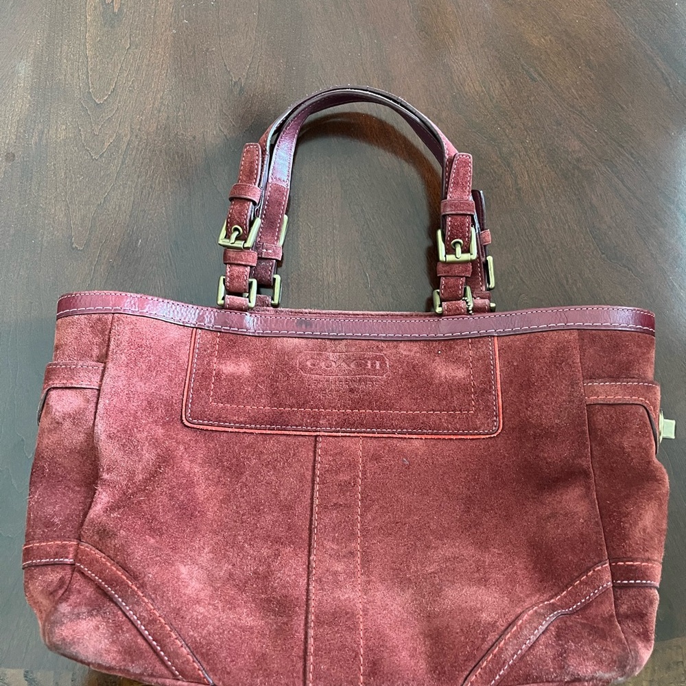 Elegant Burgundy Suede Tote Bag